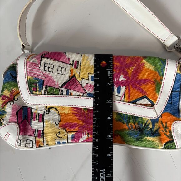 The Sak Pink Label Mini Purse Bag Baguette Tropical City Scene Canvas Y2K 90s - Picture 6 of 8